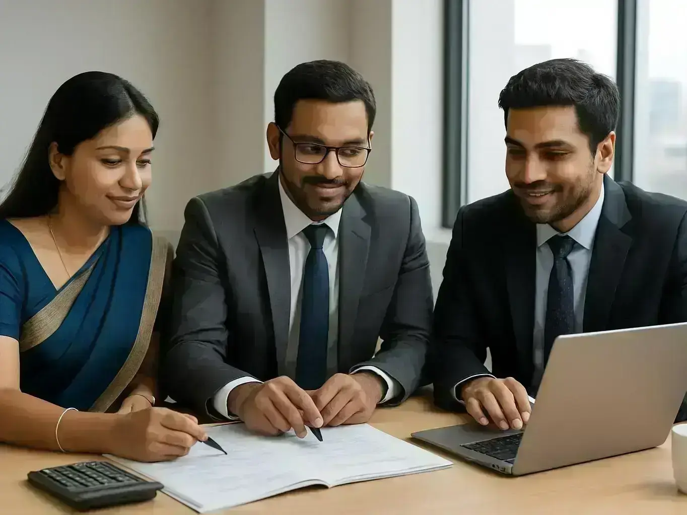Startup consultant working with a Mhow entrepreneur on bookkeeping documents