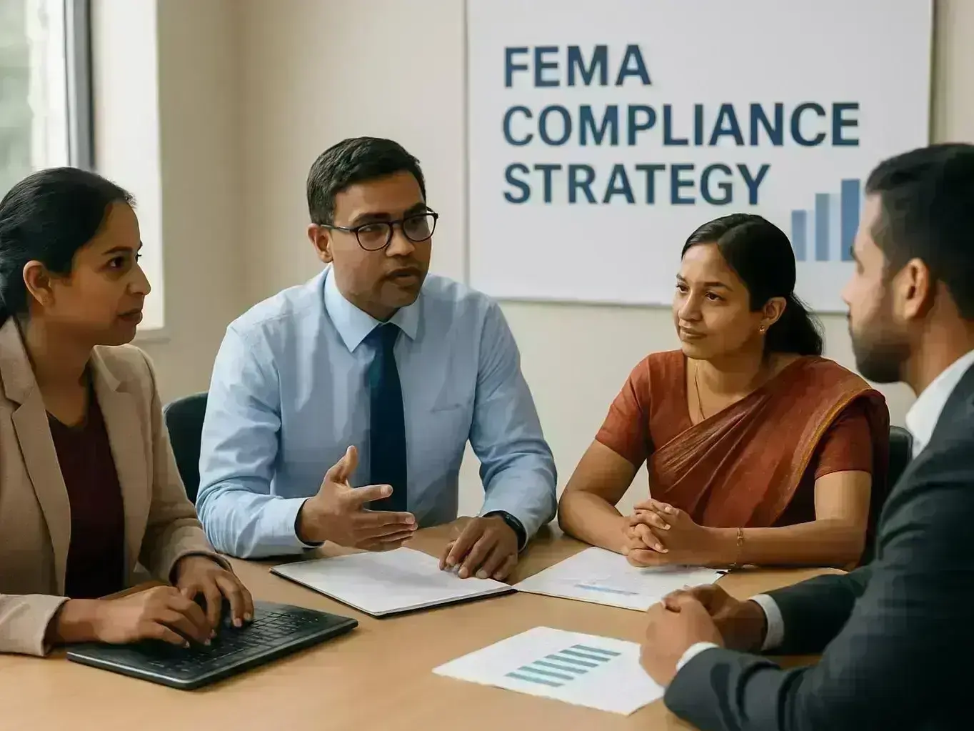 Business owner discussing tax compliance with RV Gaurav Maheshwari in Pithampur office