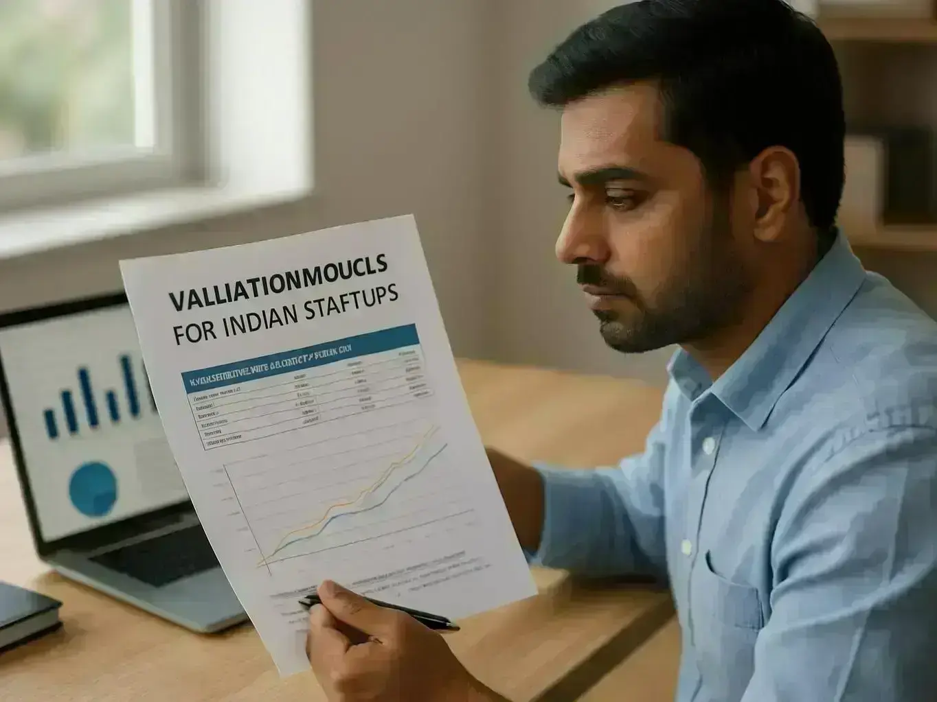 Betma startup consultant reviewing financial documents in local office