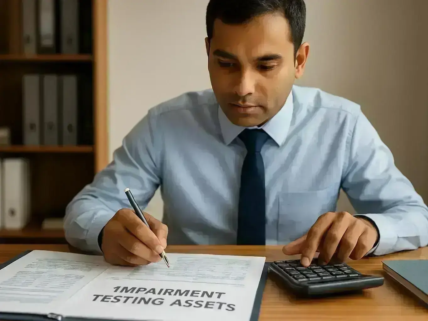 Startup consultant reviewing IBC valuation documents in Betma office near Betma Fort