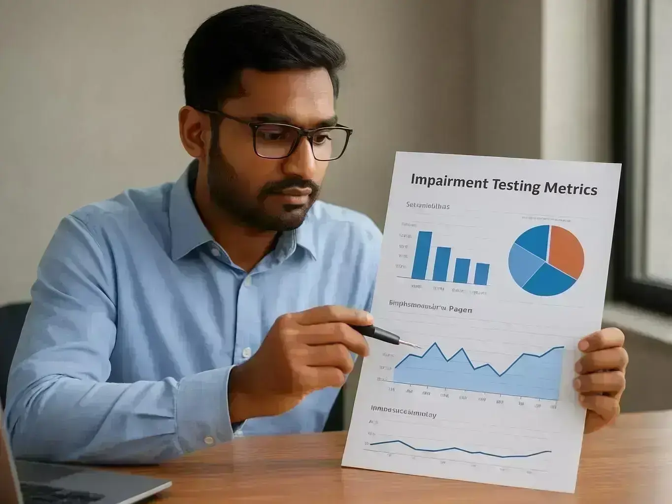 Financial analyst calculating startup valuation with Betma market data in background