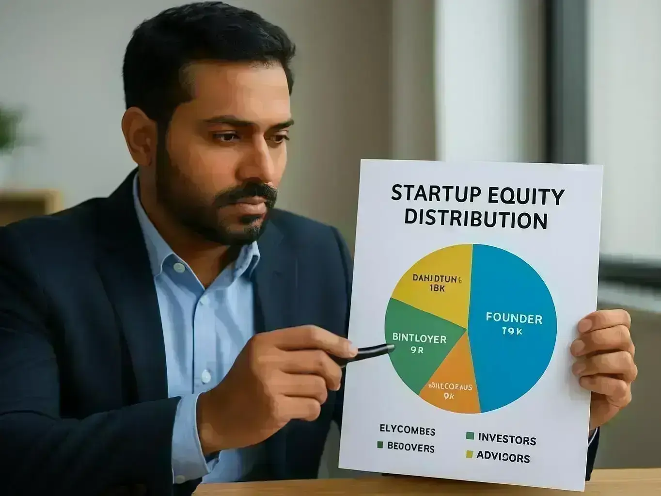 Financial expert explaining startup valuation process to Bangarda Chhota entrepreneur