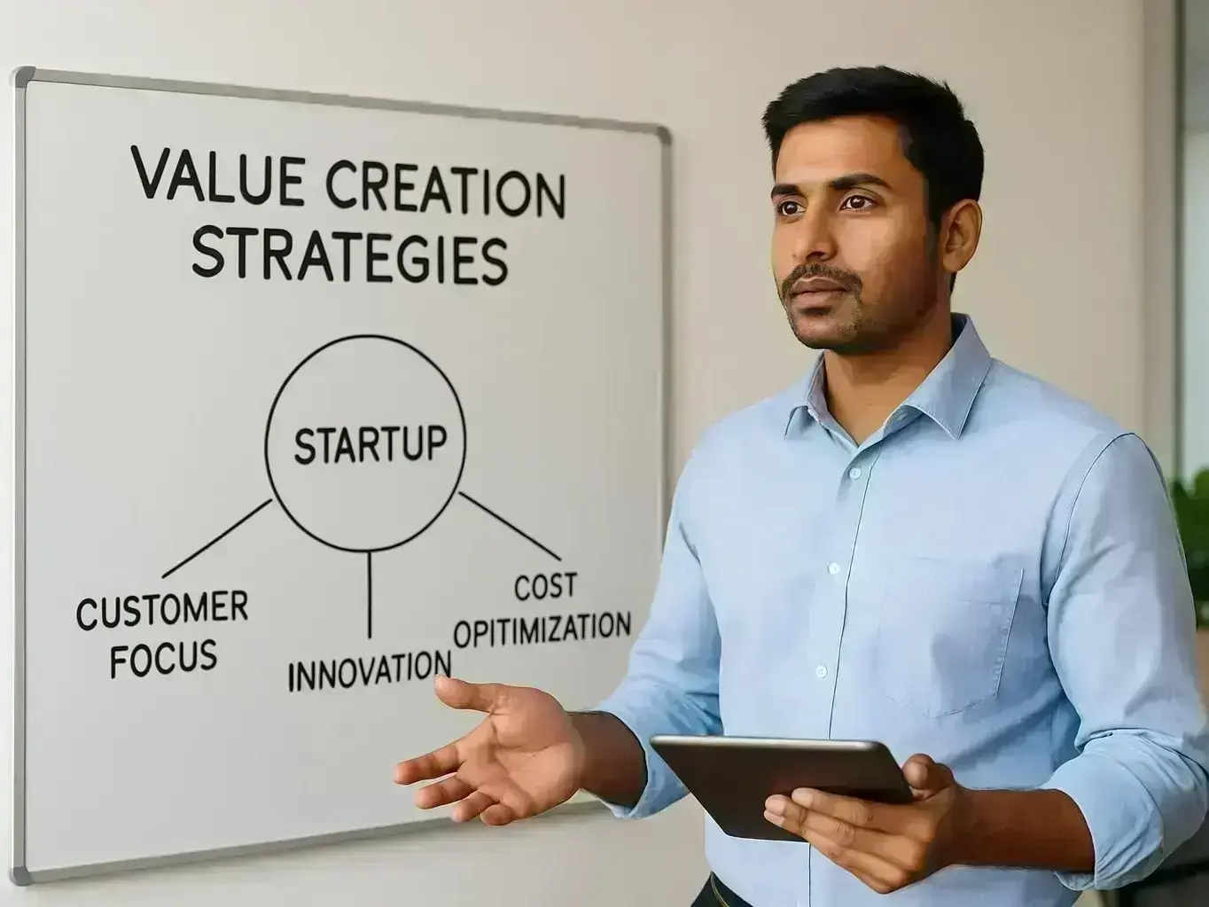 Agriculture-based startup owner discussing share valuation with RV Gaurav Maheshwari
