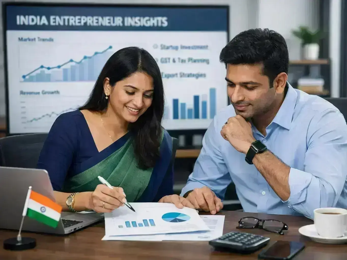 Bangarda Chhota startup consultant reviewing FEMA compliance documents in rural office